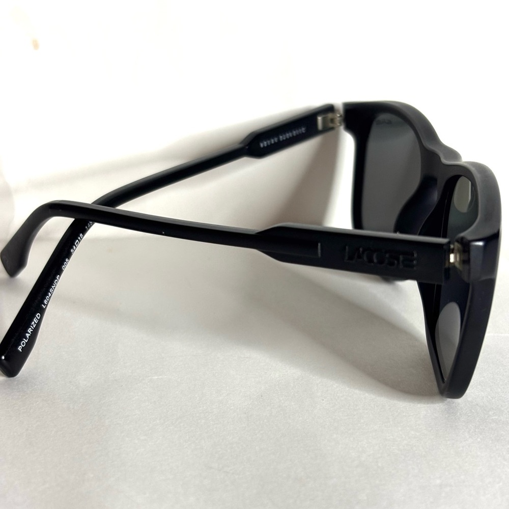 Lacoste Men's Polarized Matte Square Sunglasses, model L604SNDP Black - Picture 7 of 7